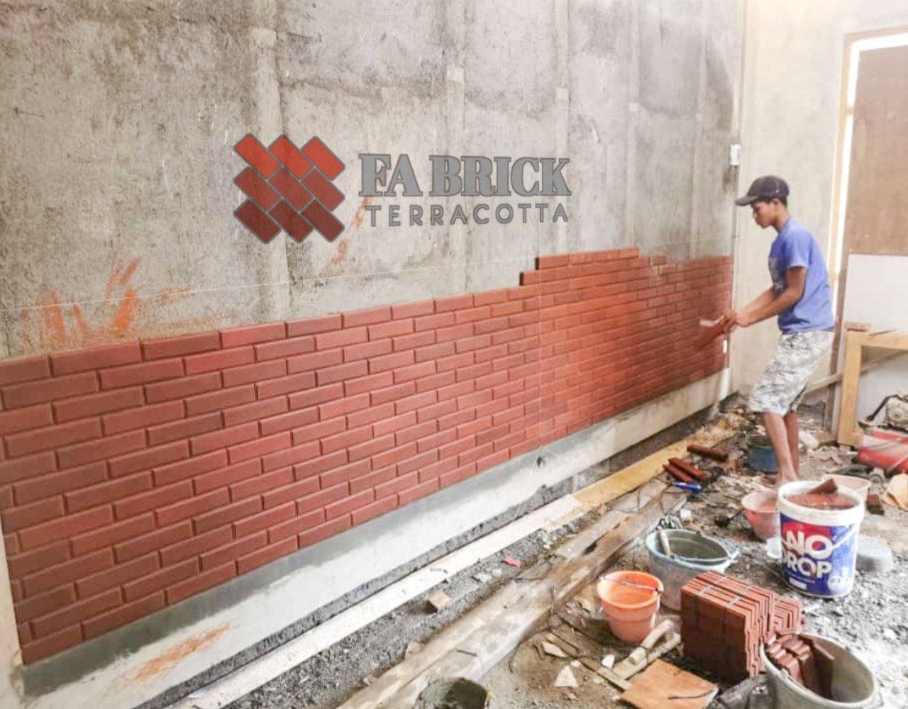 Cara Pasang Bata Tempel / Bata Ekspose Menggunakan Top Mortar Plaster & pasangan Bata // 088227885834